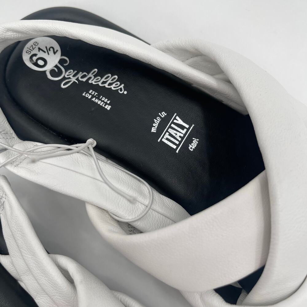 SEYCHELLES Sandals Size 6.5 White Leather Strappy Flats Punchline Slingback NEW - Picture 4 of 15